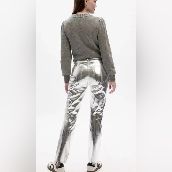 GAP Women's cheeky straight high rise Silver Pants 10p - Picture 2 of 11